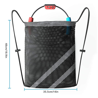 Large Capacity Washable Black Drawstring Mesh Pouch Carrying Bag Case For Nintendo Switch Ring Fit Adventure